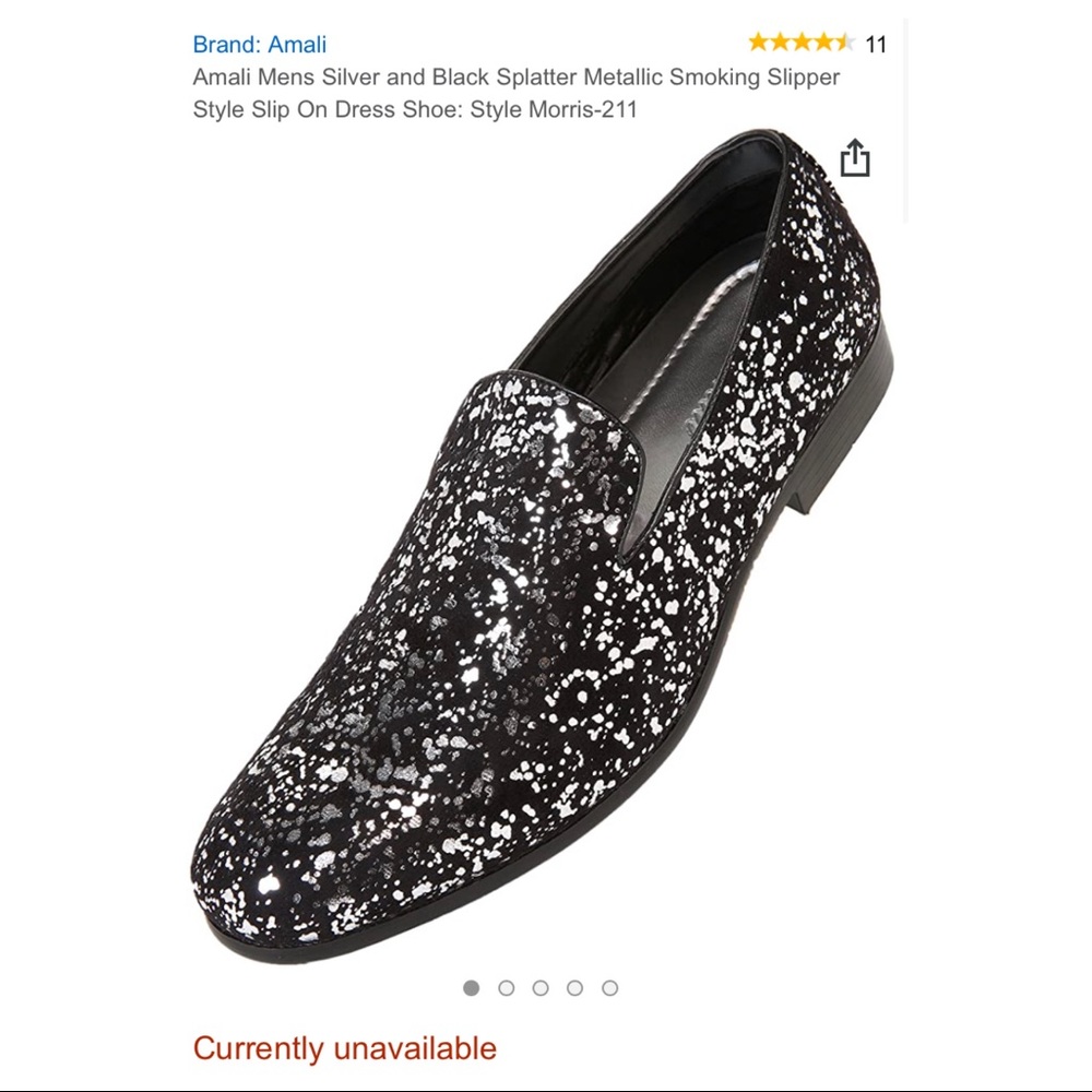 Amali Black & Silver Metallic Slip On Dress Shoes